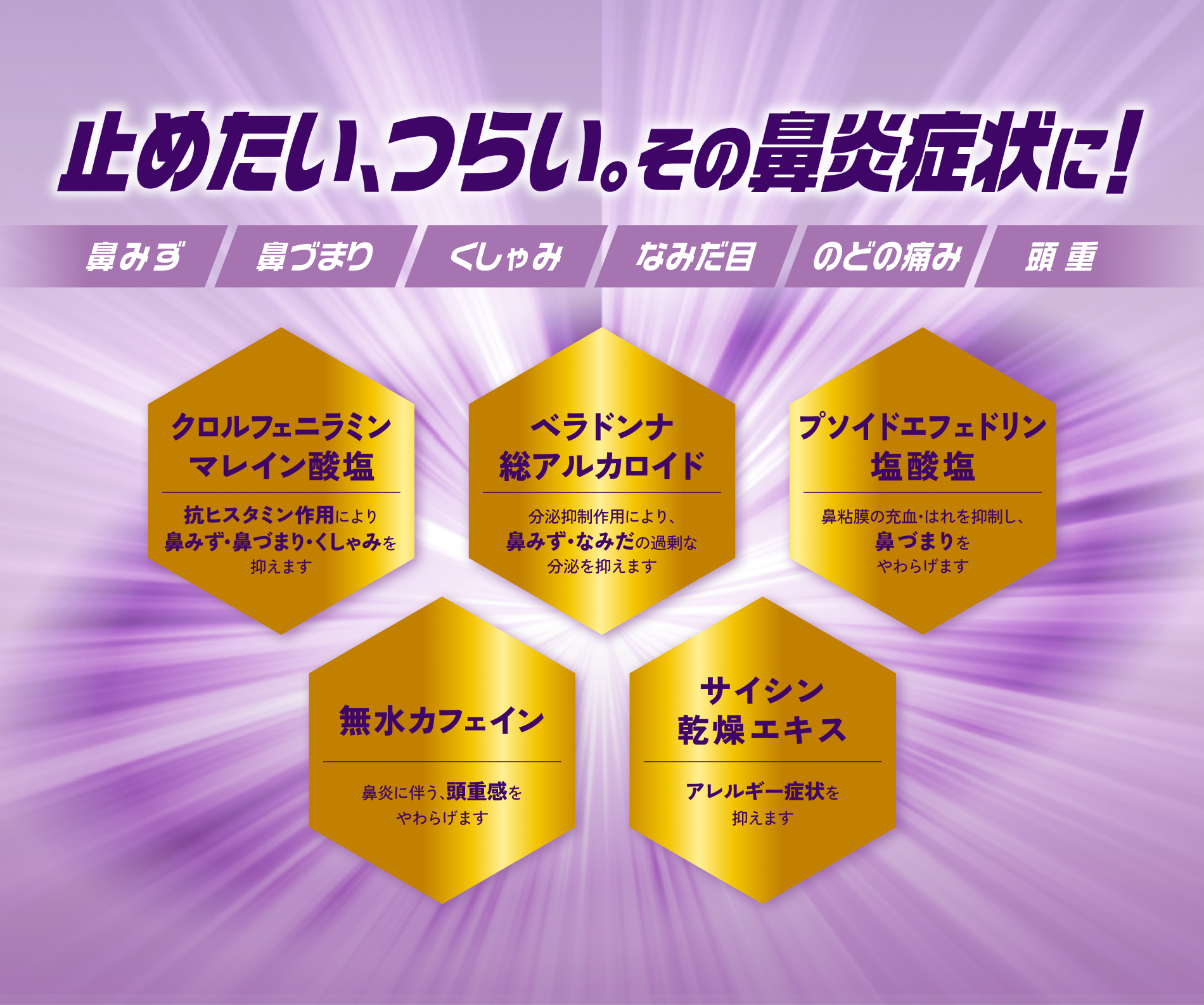 止めたい、つらい。その鼻炎症状に!